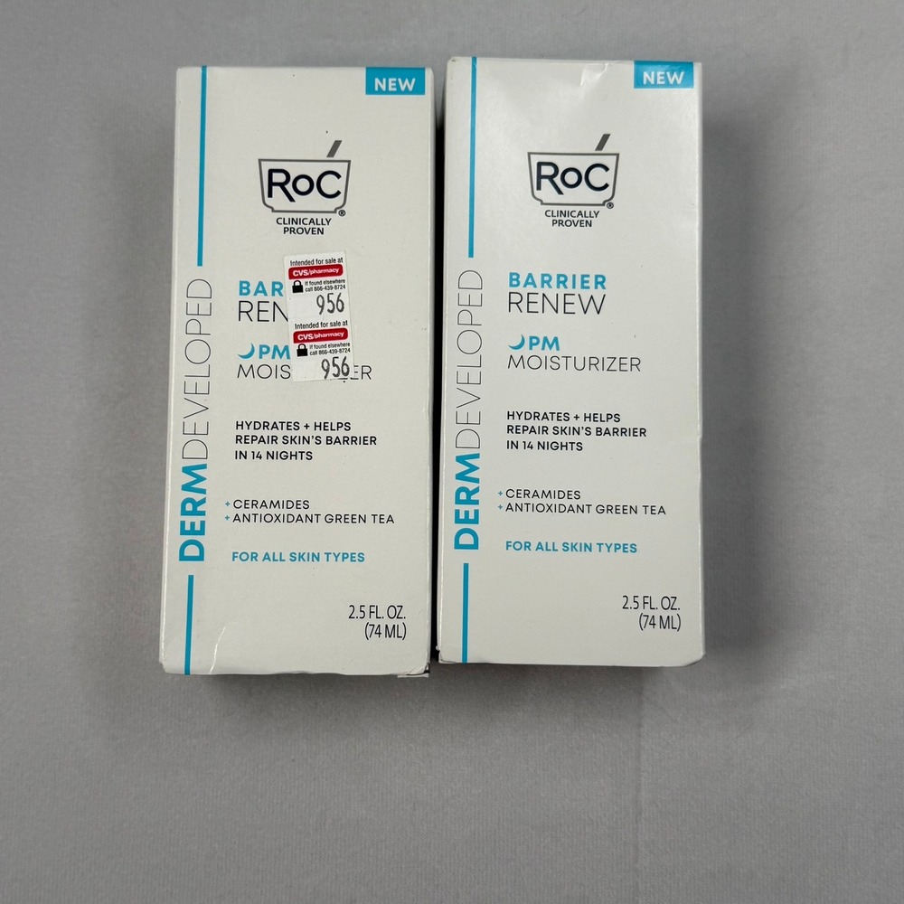 2X RoC Barrier Renew PM‎ Moisturizer 2.5 oz Night Cream Ceramides Green Tea New